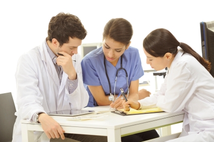 Medical Students Study at a Table