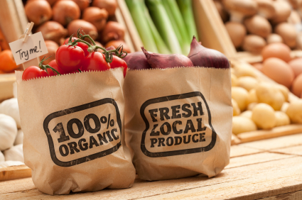 Bags with organic food labels