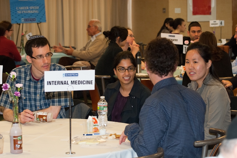 Second-year medical students at "speed networking" event