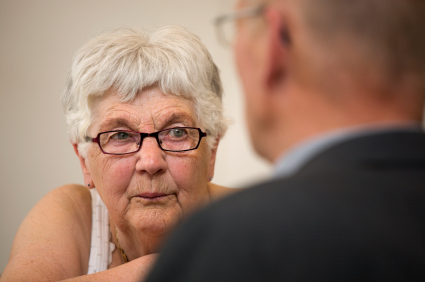 Elderly Woman Talks to a Therapist