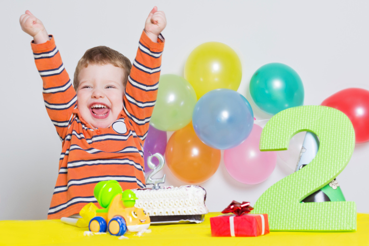 Little boy celebrating his second birthday
