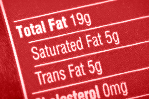 Nutritional label with focus on fats.