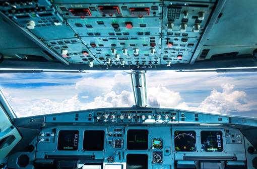 plane cockpit and blue sky