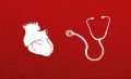 Image of heart and stethoscope on red background