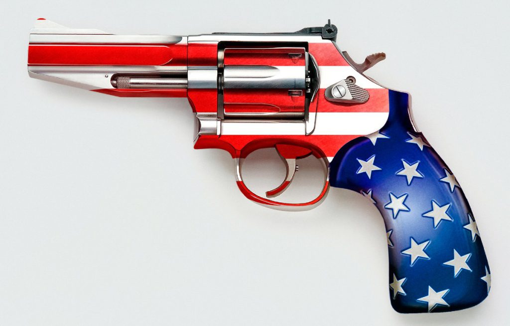 Handgun with colors of American Flag